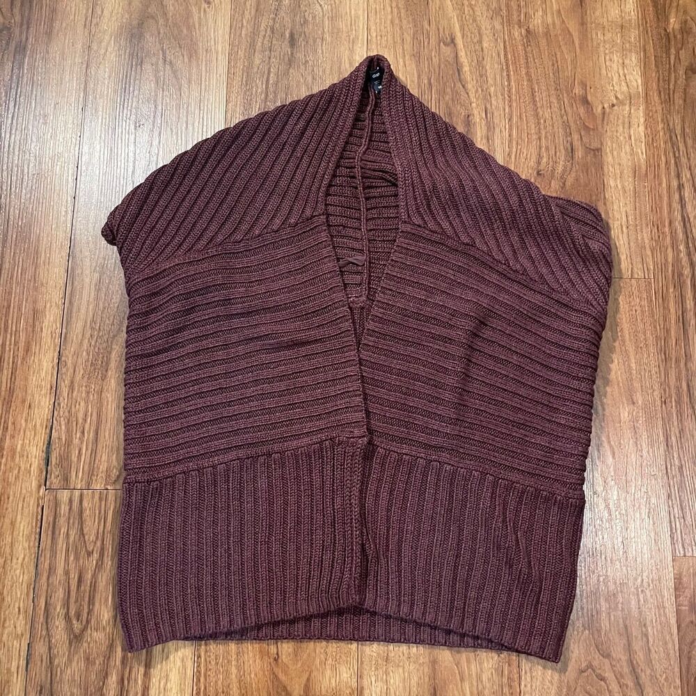 Gap Textured Knit Open Front Sleeveless Vest Cardigan Women’s XS Burgundy